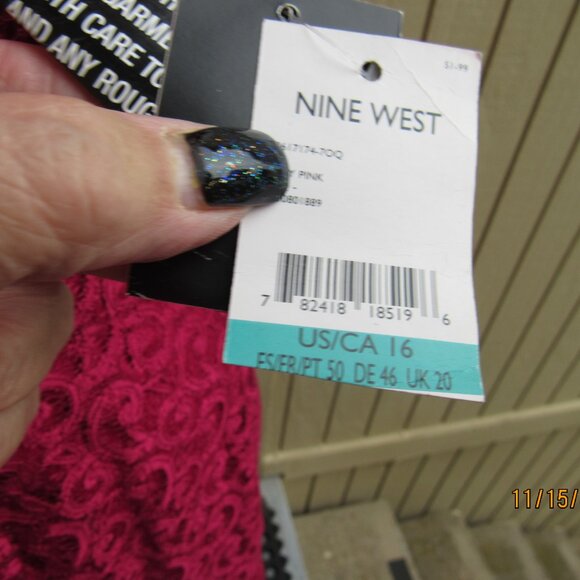 #468 NEW WOMAN'S RED LACE SHEATH DRESS BY NINE WEST (SIZE 16) - Picture 4 of 4
